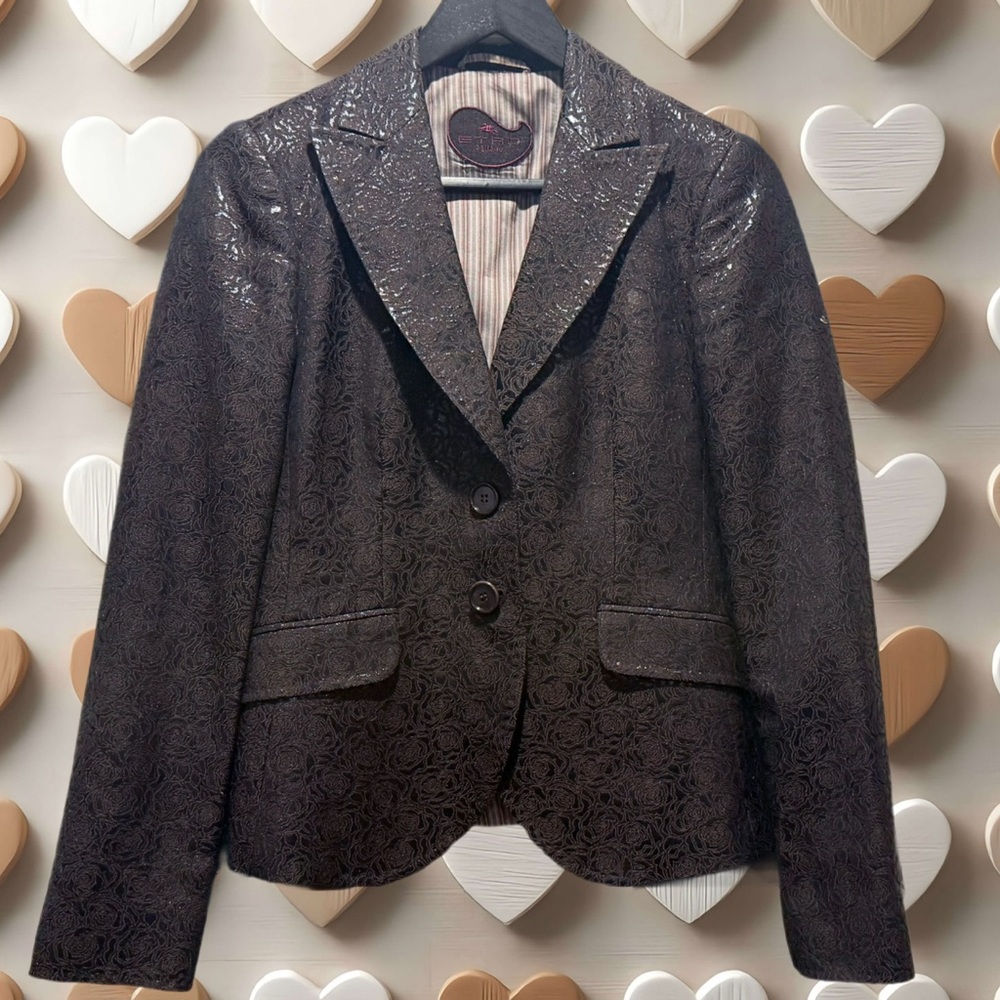 Etro Brown & Black Rose Textured Women's Blazer